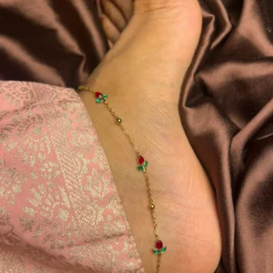 Golden Rose Charm Anklet