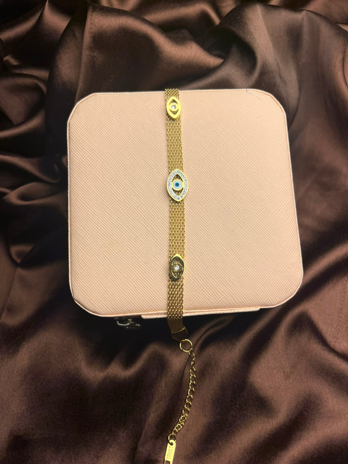 Golden Evil Eye Mesh Bracelet