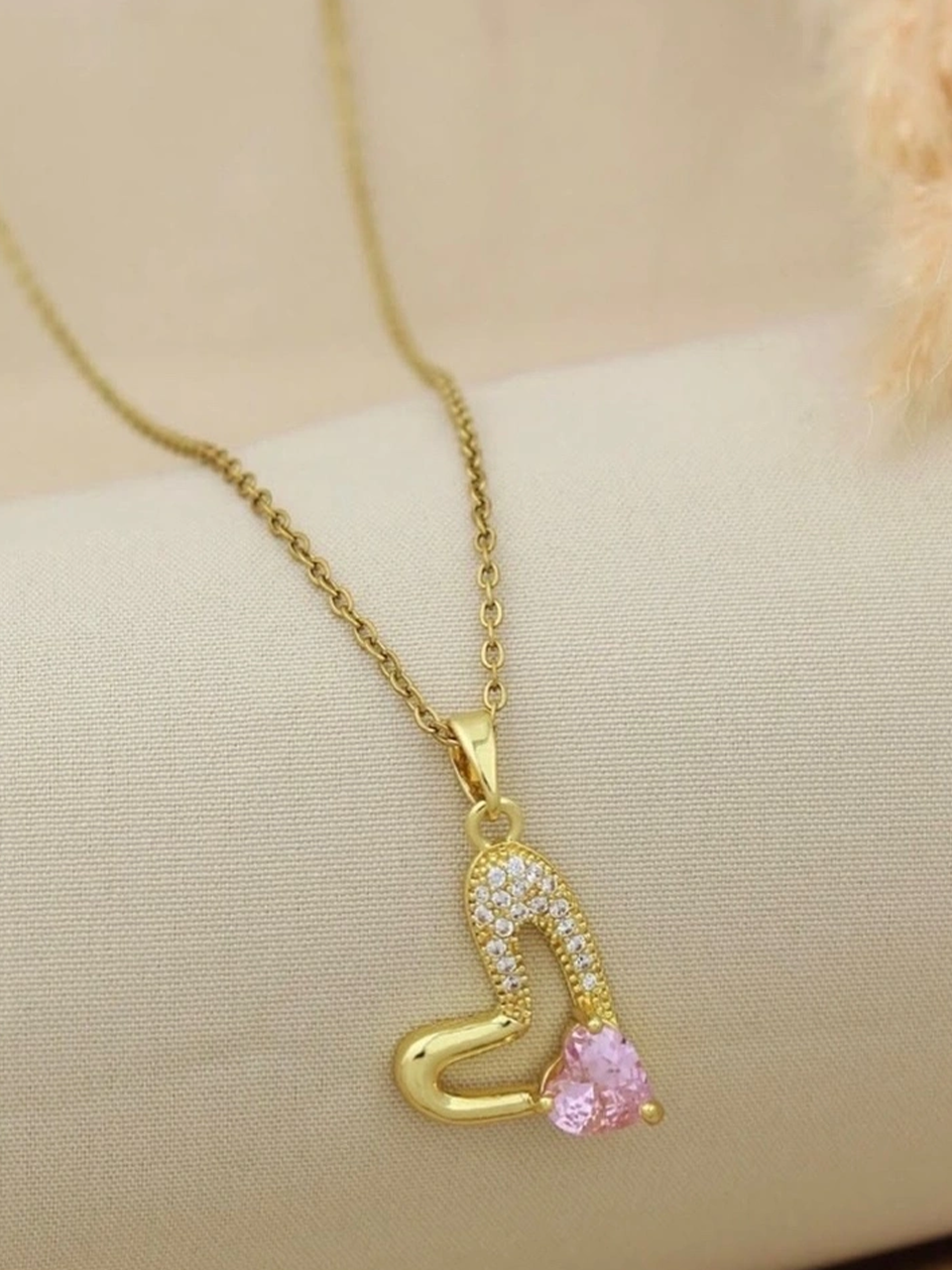 Golden Curved Heart Necklace