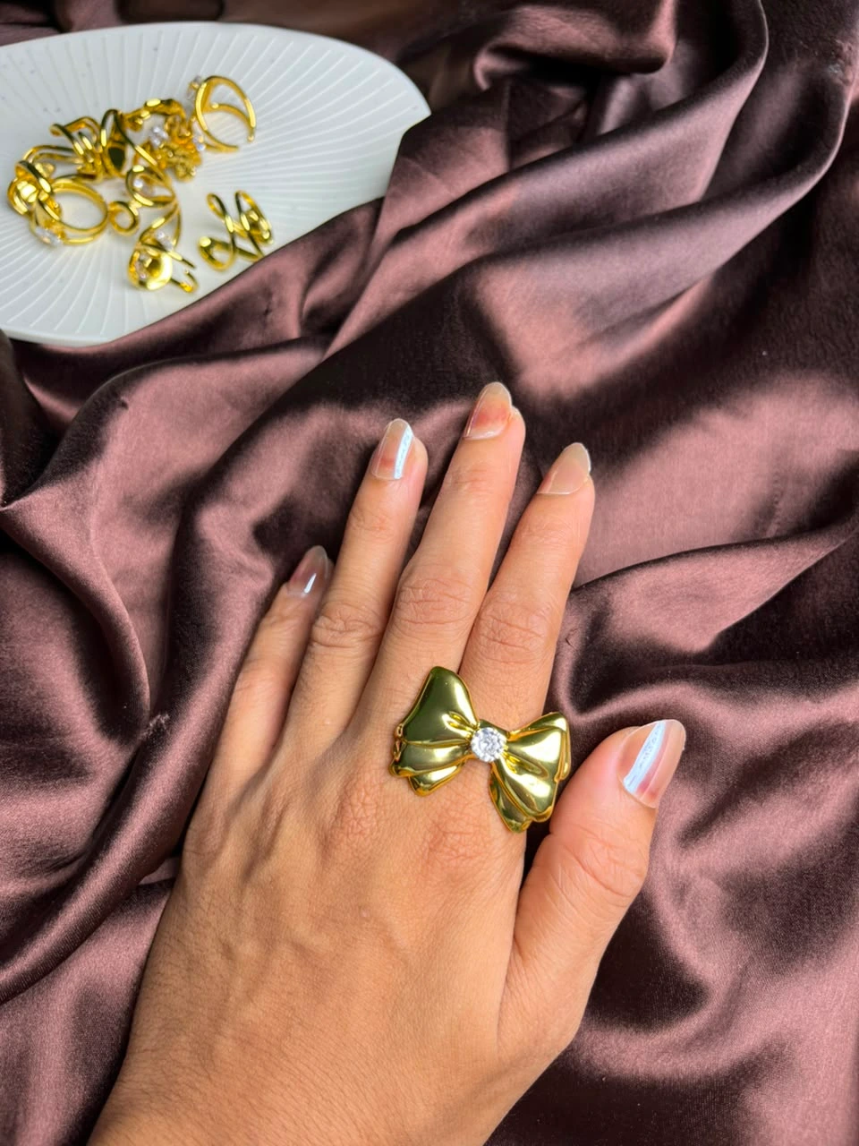 Golden Bow Statement Ring