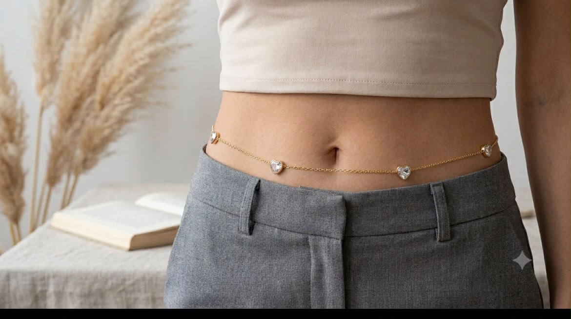 Golden Heart Charm Waist Chain