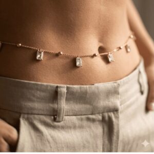 Golden Crystal Drop Waist Chain
