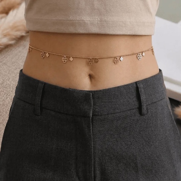 Golden Floral Charm Waist Chain