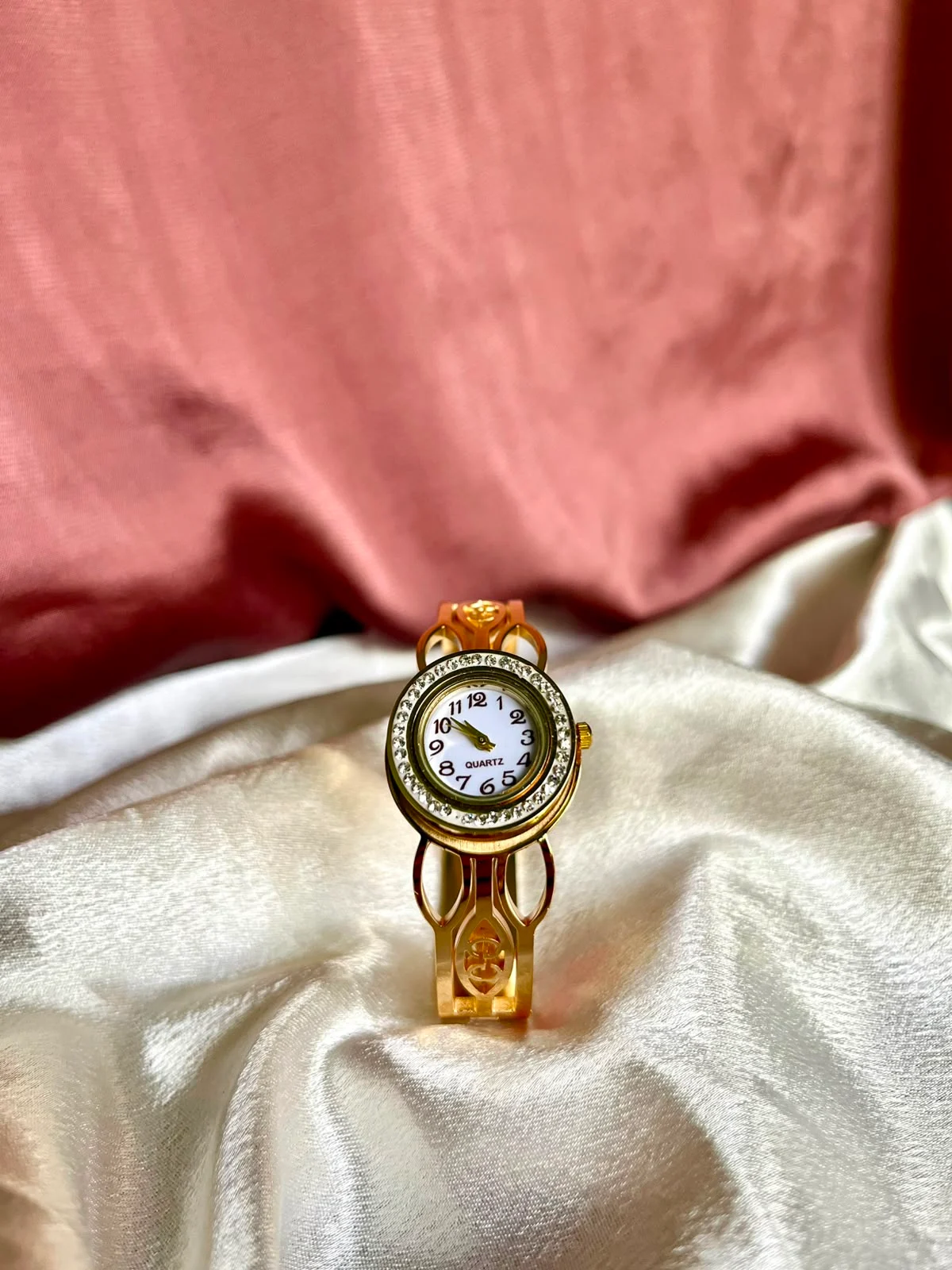 Embellished Gold Bangle Watch