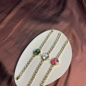 Triple-Tone Charm Bracelet Watch