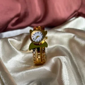Whimsical Teddy & Floral Bangle Watch