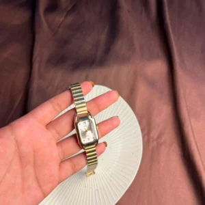 Rectangular Link Gold Bangle Watch