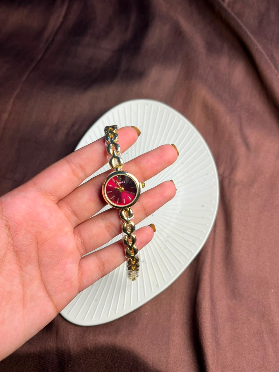 Ruby-Red Solitaire Gold Watch