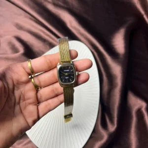 Black Oval-Dial Link Bangle Watch